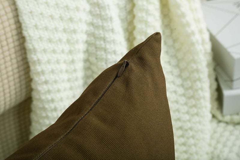 TangDepot Cotton Solid Throw Pillow Covers, 18" x 18" , Coffee, 1 Count (Pack of 1) - Image 4